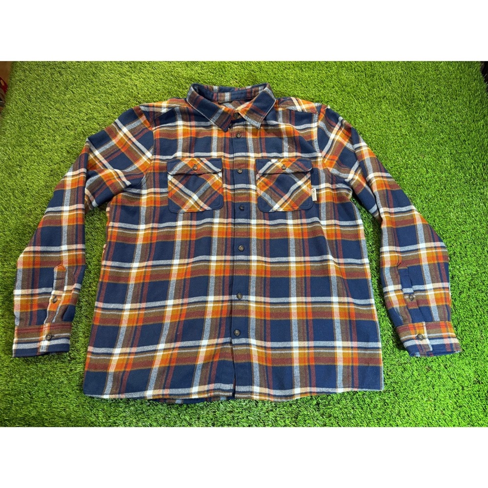 Outdoor Research OR Sandpoint Flannel Blue Plaid Shirt Ouray Brewery Large